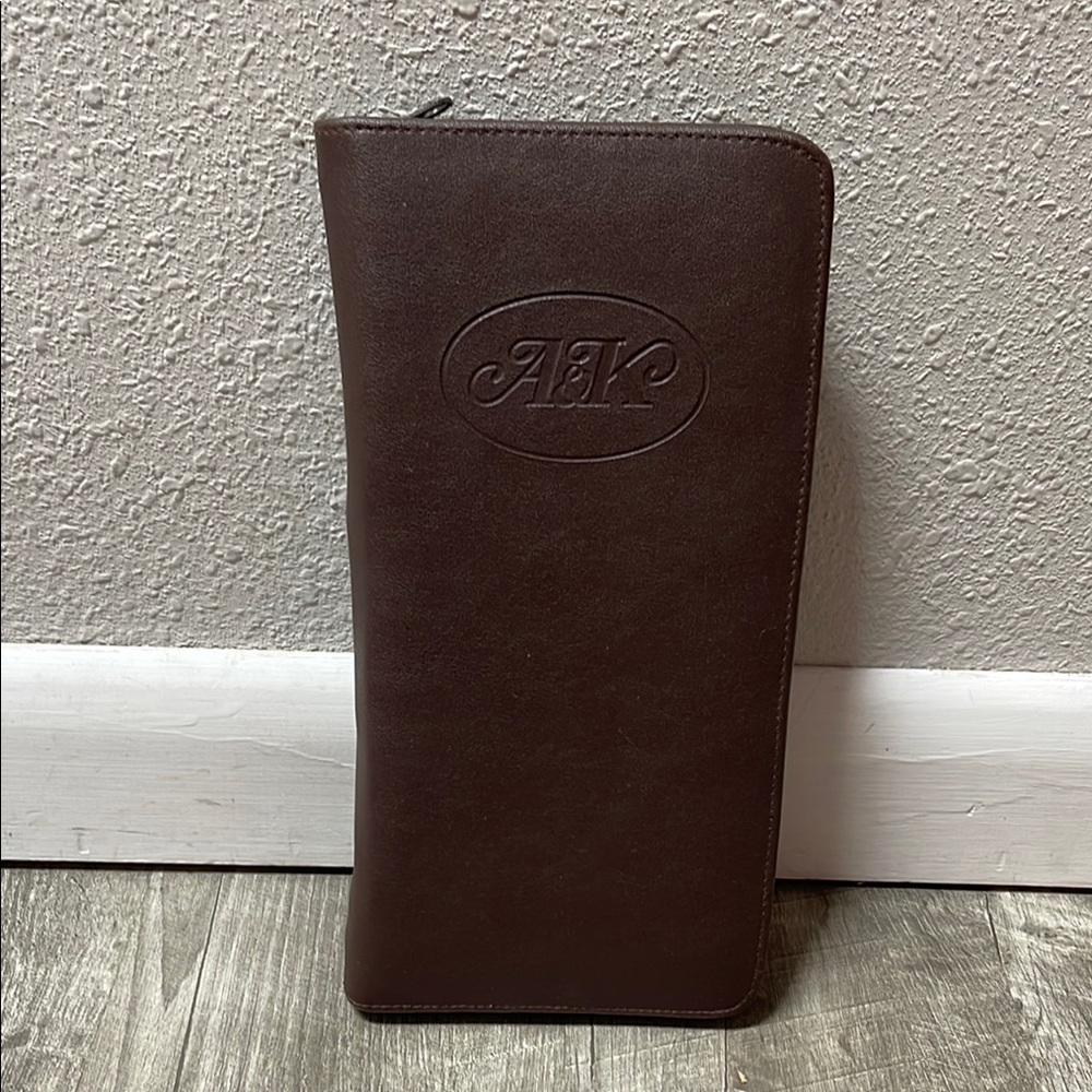 New A&K Passport Brown Zip Wallet